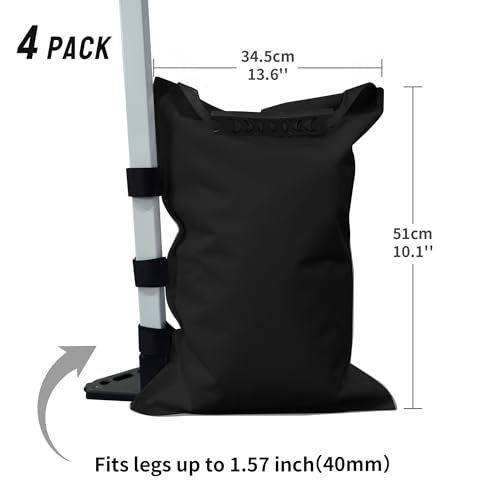 CROWN SHADES Sand Bags for Canopy Legs, 150 LBS, Black (Unfilled) - color: Black, size: 150lbs