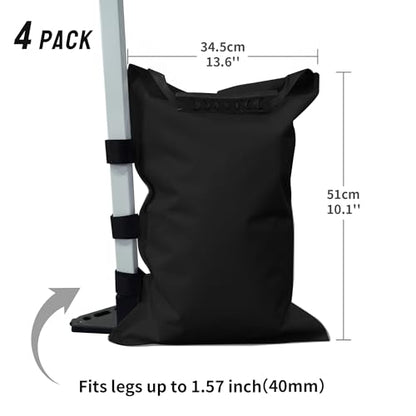 CROWN SHADES Sand Bags for Canopy Legs, 150 LBS, Black (Unfilled) - color: Black, size: 150lbs