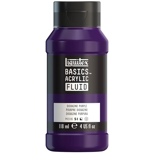 Liquitex BASICS Acrylic Fluid Paint, 4-oz Bottle, Dioxazine Purple | Super Versatile, Fine Art Pigments; Fluid Consistency, Vibrant satin colors, Permanent, Lightfast, Water-Resistant Finish - color: Dioxazine Purple, style: 118ml (4-oz)