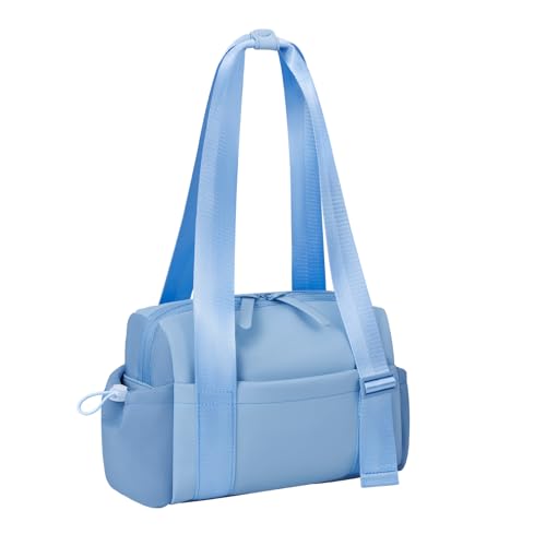 Mini Gym Bag for Women Girls Small Gym Tote Bag with Wet Compartment Waterproof Travel Duffle Bag Cute Workout Sport Bag - color: Blue-12in