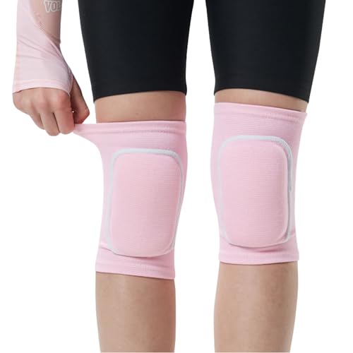 JUMISEE Kids Knee Pad, Anti-Slip Padded Sponge Knee Brace Breathable Flexible Elastic Knee Support for Football Volleyball Dance Skating Basketball Sports - color: Light Pink, size: X-Small(4-7 Years old)