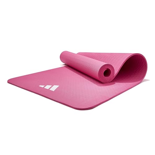 adidas Yoga Mat - Eco Friendly - Non Slip, Durable Textured Surface, 8mm - color: Preloved Fuchsia