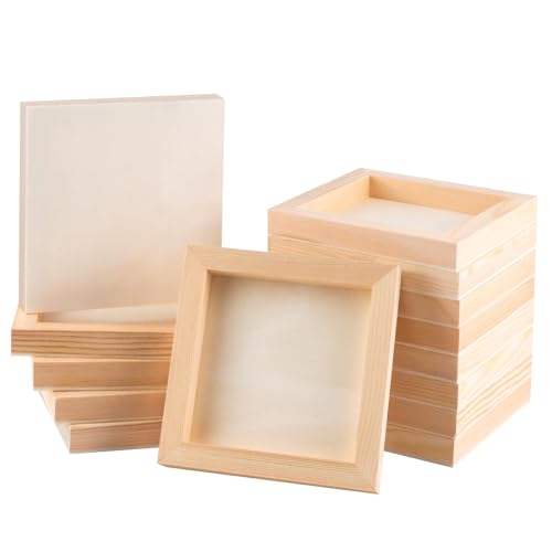 FSWCCK 15 Pack 6 x 6 inch Wood Panel Boards, Unfinished Wood Canvas Panels for Crafts, Painting Canvas, DIY Art Projects, Pouring, Arts Use with Oils, Acrylics - size: 6"X 6" 15 Pack