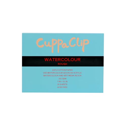 CuppaClip Watercolor Paper Block Pure Cotton Art Paper Pad 300GSM(140LB) Acid-Free 20 Sheets Watercolor Art Supplies (Rough Grain, 7x5.1in) - color: Rough Grain, size: 7x5.1in