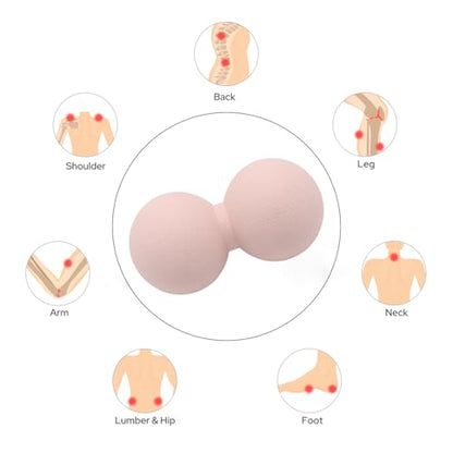 Hard Peanut Massage Ball, Double Ball Peanut Roller, 4.7″×2.4″, Pink - color: Pink