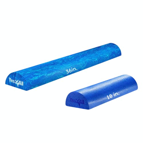 Yes4All Soft-Density Half PE Foam Roller 18 inch for Tissue and Muscle Massage, Back, Legs + Yes4All Medium-Density Half EVA Foam Roller 36 inch for Physical Activities & Muscle Massage
