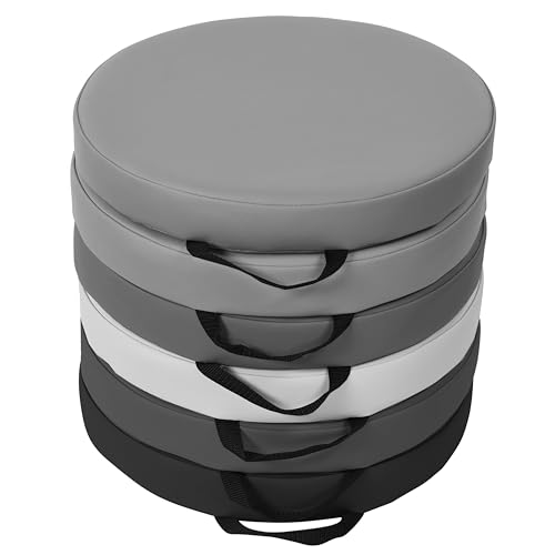 Factory Direct Partners SoftScape 15 inch Round Classroom Floor Cushions with Handles; Flex Seating for Daycare, Preschool, Playroom; 2 inch Thick Deluxe Foam (6-Piece) - Gray/Light Gray, 11232-GYLG - color: Gray/Light Gray, size: Round