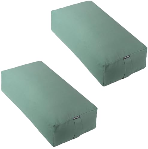 엑스트라 펌 라지 요가 볼스터, 61 x 30.5 x 15.2cm(24 x 12 x 6인치) 신치 또는 지퍼 요가 베개, 스튜디오용 탈착식 커버가 있는 직사각형 면 쿠션, 1팩 또는 2팩 - color: 세이지 - 지퍼 커버, size: 2팩