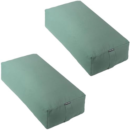 Firm Large Yoga Bolster, 24x12x6in - color: Sage - Zippered Cover, size: 2 Pack