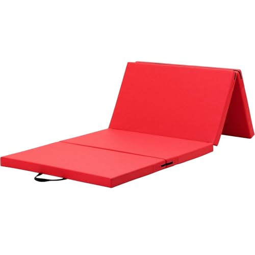 KaRaDaStyle Gymnastics Mat Folding Stretch Mats 71"x31"x2" Exercise Muscle Training Children Play Horizontal Bar Mat Yoga Sports Soundproof Home Use - color: Red/4-fold