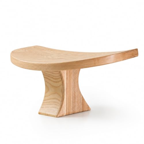 Seiza stool，Kneeling stool for meditation，Single Pedestal Meditation Stool for Ankle Space, Solid Ash Wood Ergonomic Seiza Chair for Yoga & Zen, Posture Support Seat, No Assembly Meditation Bench - color: Natural
