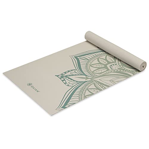 Gaiam Yoga Mat - Premium 5mm Print Thick Non Slip Exercise & Fitness Mat for All Types of Yoga, Pilates & Floor Workouts (68" x 24" x 5mm) | Printed Design | Sticky Non-Slip Surface | 5mm Cushioning | Yoga, Pilates & Floor Workouts | 68"x24" - color: Vint