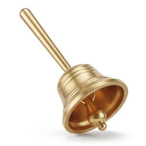 Brass Small Hand Bell for Seniors Bedside 3.27 Inch Dinner Bell for Wedding