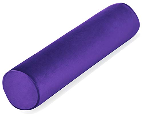 Tinbolunce Memory Foam Round Neck Pillow for Sleeping, Neck Pain Relief, Side Back Stomach Sleeper, Car or Office Chair Sofa,Cervical Bolster Length 24" x 6" Diameter (Purple) - color: Purple, size: 24X6