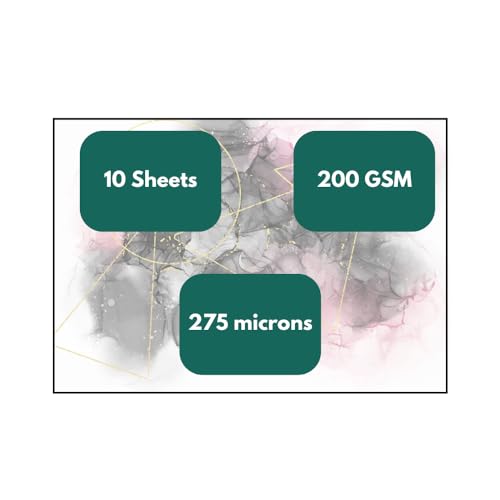 NARA Alcohol Ink Paper | White | 12 inches x 9 inches (12"x9") | 275 microns/200 GSM | Medium Paper | 10 Sheets | Paper for Alcohol Ink Art Painting | 100% Stain-Free - color: White_Rectangle_Paper Sheets_15