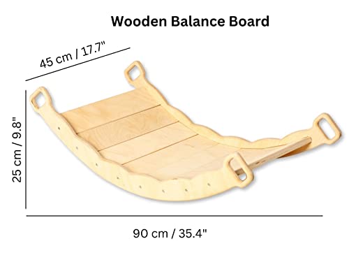 Wooden Balance Board | Seesaw balance board | Babies Montessori Toys Wobble Board Children and Adults | Balancing Children Wooden Toys | Wobble Board Balance | Wooden Seesaw Balancing Board Montessori Toy from 3 years Yoga Board Balance Training - color:
