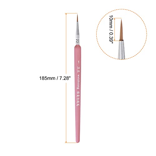 HARFINGTON 3pcs Detail Paint Brushes 10mm Pointed Tip 185mm Length Nylon Hair Miniature Painting Brush for Watercolor Oil Acrylic Painting(1#), Pink - color: Pink, size: 1# 10mm