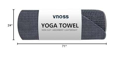 Hot Yoga Towel - Microfiber Non Slip Yoga Mat Towel with Grip Dot Sweat Absorbent Towel for Hot Yoga, Pilates and Fitness 72" x 24", Grey - color: Grey