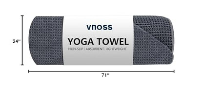 Hot Yoga Towel - Microfiber Non Slip Yoga Mat Towel with Grip Dot Sweat Absorbent Towel for Hot Yoga, Pilates and Fitness 72" x 24", Grey - color: Grey