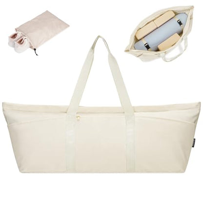 sportsnew Large Yoga Mat Bag Trolley Sleeve Gym Carrier Shoe Bag Wet Pocket - color: Beige