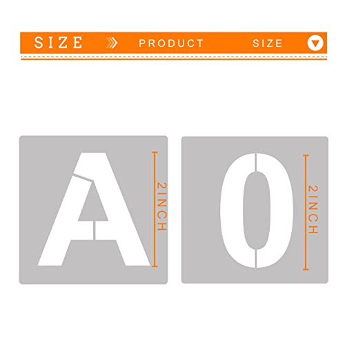2'' Letter Stencils and Numbers, 36 Pcs Alphabet Art Craft Stencils, Reusable Plastic Number Templates Letter Stencil for Painting on Wood, Wall, Fabric, Rock, Chalkboard, Signage - color: 2 inch