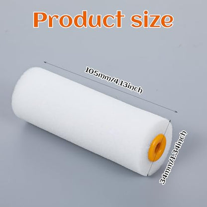 30 Pack 4 Inch Foam Paint Roller Covers, High Density White Mini Paint Rollers Fits All Flat Surfaces for Walls, Cabinets, Doors, Tables