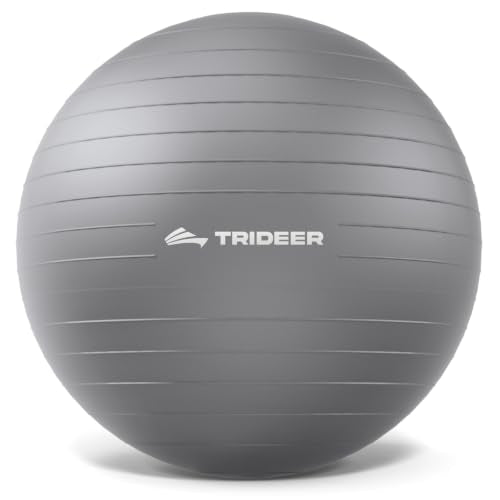 Trideer Exercise Ball, Stability Yoga Ball for Physical Therapy, Active Sitting, Pregnancy & Birth Labor Prep, Core Strength, Balance Training, Posture Improvement and Daily Stretching, 55/65/75cm - color: Silver gray, size: L(23-26ines/58-65cm)