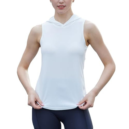 Womens Workout Hooded Tank Yoga Tops Running Shirts Quick Dry Gym Sleeveless Hoodie - color: 1 Pack: White, size: XX-Large