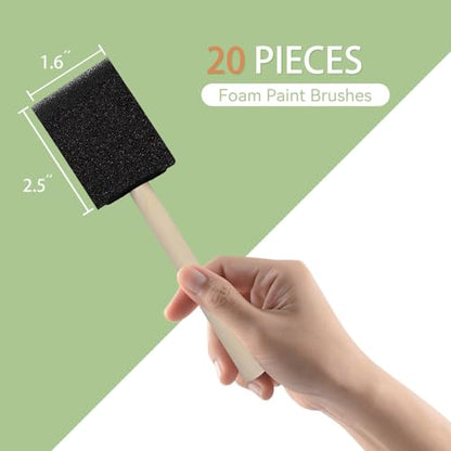 20 PCS Foam Paint Brushes, 1.6 Inch Sponge Brush for Painting, Staining, Varnish, Touch Up, DIY Craft Art Projects - size: 10 Packs 1.6 inch
