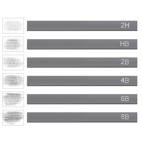 PATIKIL Compressed Charcoal Sticks, 12 Pack 2H/2B/4B/6B/8B/HB Art Supplies Sketch Square Stick for Artist Drawing Sketching Shading Painting, Black