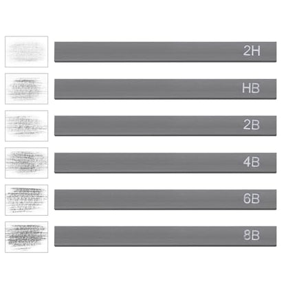 PATIKIL Compressed Charcoal Sticks, 12 Pack 2H/2B/4B/6B/8B/HB Art Supplies Sketch Square Stick for Artist Drawing Sketching Shading Painting, Black
