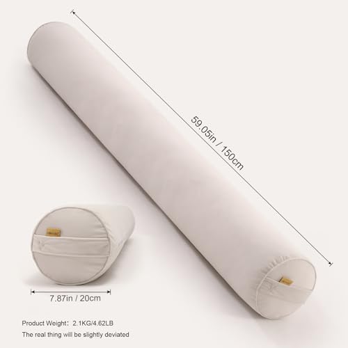 Body Pillow for Adults,Long Round Pillow,Big Cylindrical Pillow,Large Full Bolster Pillows for Side Sleepers (Misty White, 59"*7.87") - color: Misty White, size: 59"*7.87"