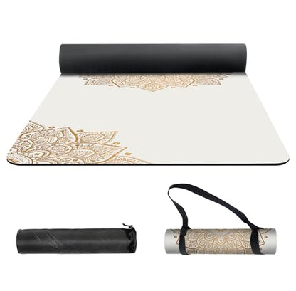 nuveti Yoga Mat Print Extra Thick TPE Non Slip Fitness Exercise Mat with Carrying Bag,72"x24" Extra Thick 6MM Exercise & Workout Mat for Yoga, Pilates Fitness and Floor Exercises - color: White