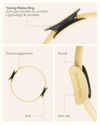 BetterMe Toning Pilates Ring – Magic Circle Pilates Ring for Strength & Flexibility – 15 Inch Fitness Ring for Home Pilates & Yoga Workouts - color: Butter Yellow