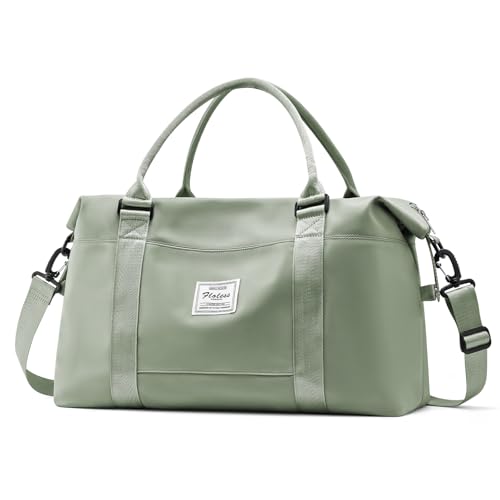 Travel Duffel Bags for Women Mens Waterproof Weekender Carry on Bag Sports Gym Bag Travel Tote Bags with Wet Pocket Overnight Bag Workout Duffel Bags with Trolley Sleeve Grey Green - color: F7-Grey Green