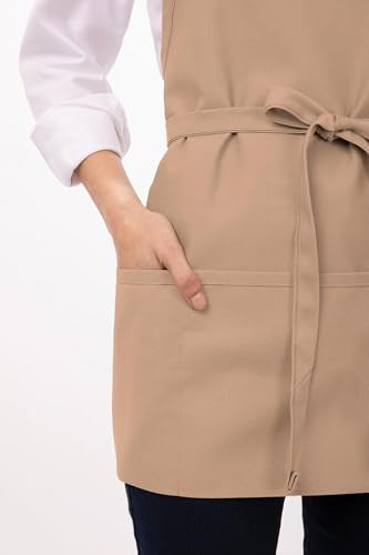 Chef Works Unisex Three Pocket Apron - color: Khaki