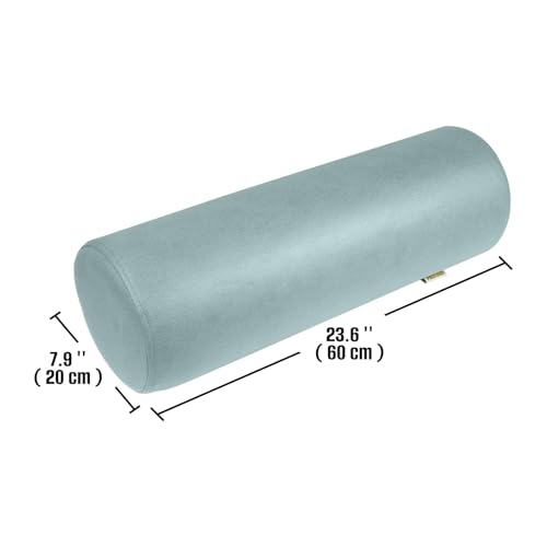 2 Pack Neck Roll Pillow, High-Density Foam Cylinder Bolster Pillow for Neck, Back & Lumbar Support, Ergonomic Round Pillow for Side Sleepers, Sleeping, Removable Washable Cover (7.9''x23.6'' Blue) - color: Blue, size: 23.6x7.9IN