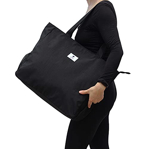 ESVAN LARGE BEACH BAG Water Resistant Lightweight 20 inch Women Oversize Tote Bag for Gym Beach Travel Pool Yoga Nurse - color: Black