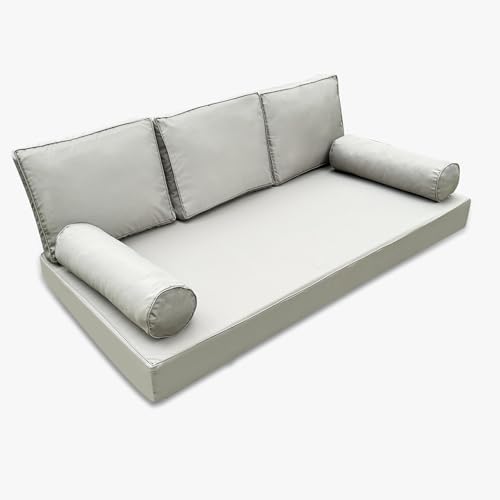 Outdoor Daybed Cushion Cover Twin,Daybed Mattress Bolster Pillow Fitted Sheet Cover,Twin Size Outdoor Daybed Cushion Cover（Cover ONLY Size 6" D x 75" W x 39" H, Light Gray - color: Light Gray