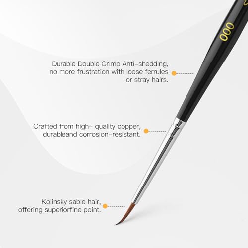 Kolinsky Sable Miniature Paint Brushes - Professional Artist Brush Size 000, Small Fine Detail Paint Brush Set for Mini Paints, Paint by Number, Figurine - size: 000