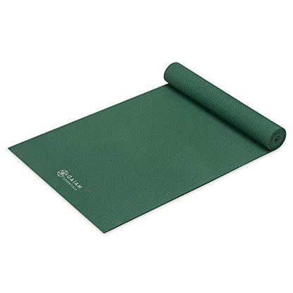 Gaiam Essentials 1/4" Thin (6mm) Yoga & Pilates, Fitness & Exercise Mat with Easy-Cinch Carrier Strap Cusion Support For Fitness and Gym Workouts - color: Green