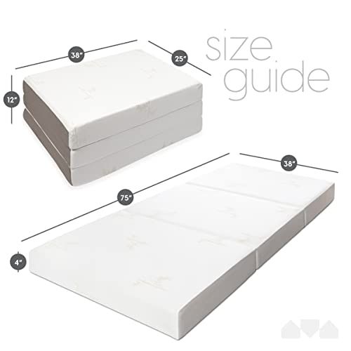 Milliard Trifold Mattress, Twin Size, 4 inch, Portable Foldable Mattress Twin with Medium Firm Foam, Washable Cover, Tri-Folding Floor Bed, Fold Up Guest Bed, RV Travel, Camping, 75" x 38” - size: Twin, style: 4 inch