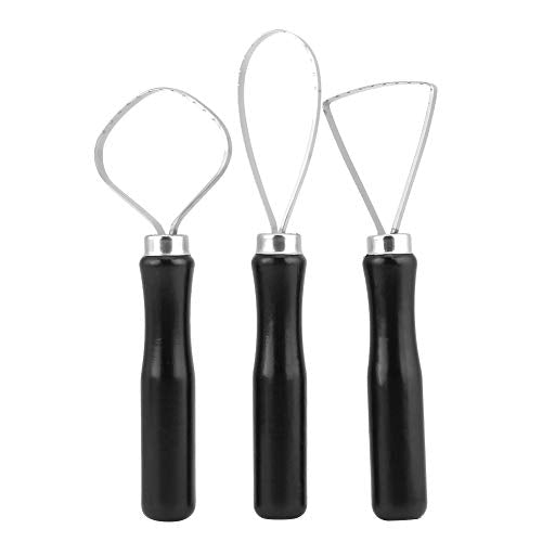 Clay Trimming Tool,Pottery Trimming Tools, 3 Pcs/Set Wood Pottery Clay Sculpture Big Loop Tool 3pcs Sculpting Tools Ceramic with Steel Flat Wire