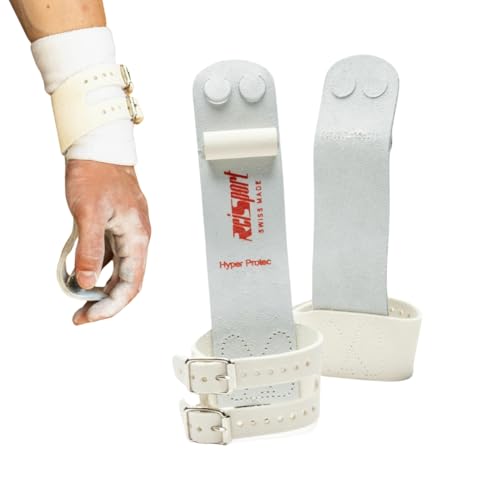 Reisport Protec Ring Gymnastics Grips for Men - Triple Strength Leather Hand Grips for Gymnastics Rings - Gymnastics Equipment & Accessories for Advanced Gymnasts - color: Protec Hyper Double Buckle, size: Small