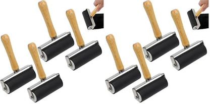 Ciieeo 4 Pcs Rubber Brayer Rubber Roller Ink Stamping Roller Rubber Brayer Roller Rollers Oil Painting (Pack of 2) - size: 14x12.2x3.5cm (Pack of 2)