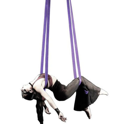 8.2ft 2.5m Aerial Straps Ropes Yoga Aerial Acrobatics Body Aerial Loop Trapeze Circus Apparatuses Equipment Three-Layer Straps 1 pairs - color: Light Purple