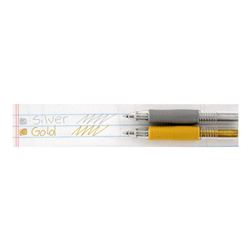 Pilot, G2 Metallics Gel Roller Pens, Fine Point 0.7 mm, Gold & Silver, Pack of 2 - size: 1 Count (Pack of 1)