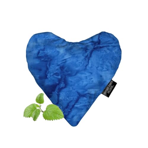 Mother Earth Pillows Small Heart-Shaped Flax Pillow for Natural Pain Relief, Warm or Cold Therapy, Herbal Aromatherapy Pillow (Blue Print - Relieve Herbal Blend) - color: Blue Print - Relieve Herbal Blend
