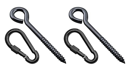 Heavy Duty Hammock Kits & Ceiling Hook Diamond Pad Eye Plates, 304 Stainless Steel & Black Zinc Galvanized Steel Corrosion Resistant, 2, 4 & 8 Packs - color: Eye-Bolt-Hammock-Kit-BLACK