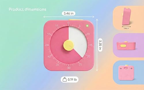 60 Minute Visual Timer for Kids - Premium Countdown Timer with Magnetic Back & Pause Function, Silent Operation for Classroom Teaching Home, Time Management Tool(Batteries Included) (Pink) - color: Pink